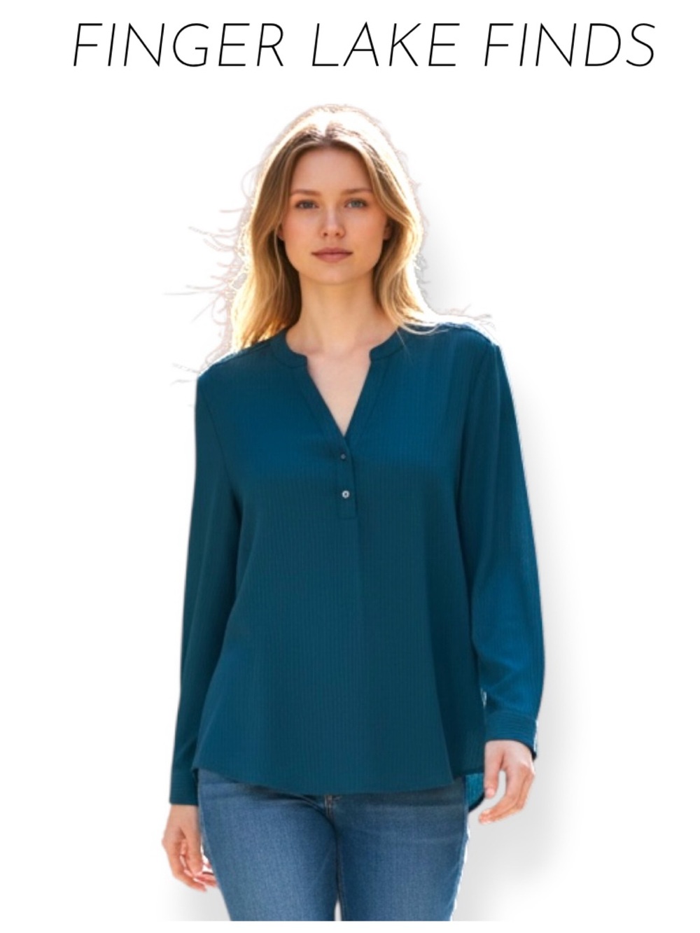 J Crew Teal Tone-On-Tone Stripe Button Down Blouse, XL
